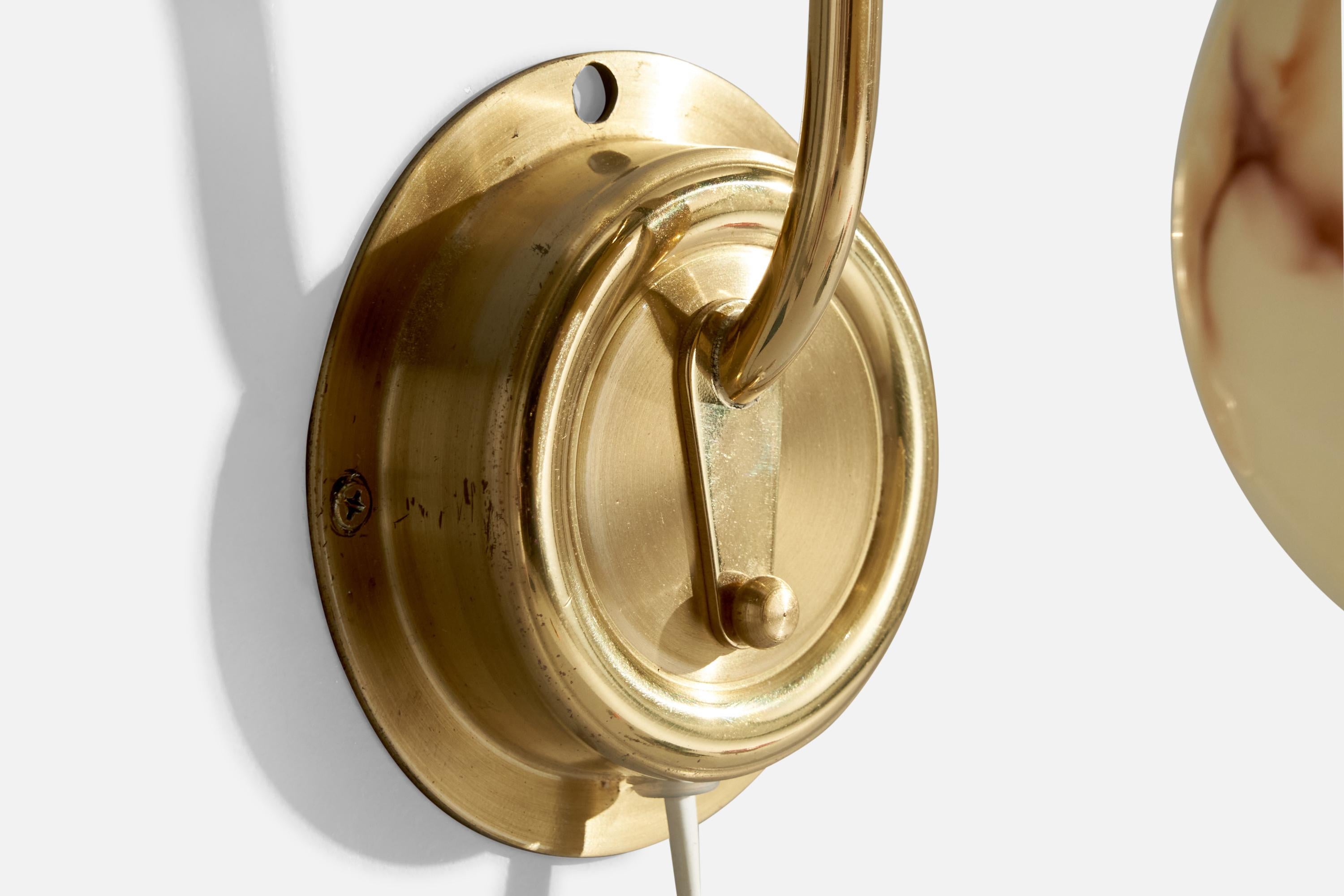 Late 20th Century EWÅ Värnamo, Wall Lights, Brass, Glass, Sweden, 1970s