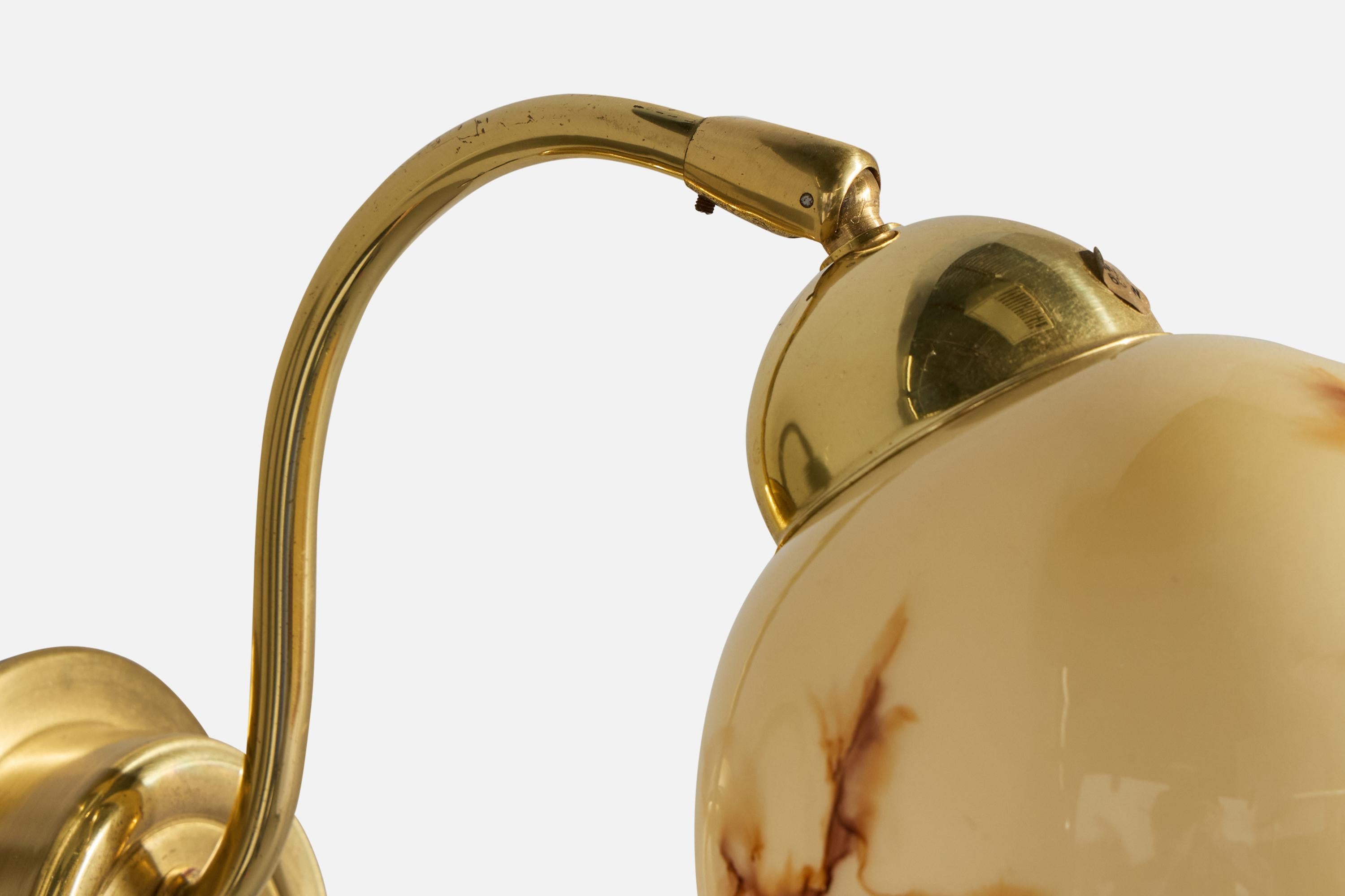 Late 20th Century EWÅ Värnamo, Wall Lights, Brass, Glass, Sweden, 1970s For Sale
