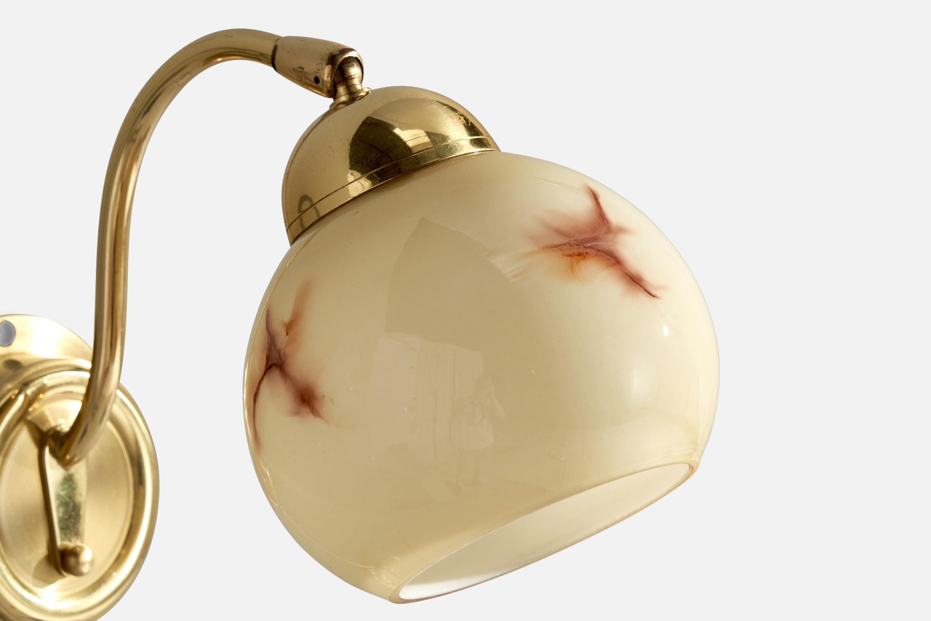 EWÅ Värnamo, Wall Lights, Brass, Glass, Sweden, 1970s 1