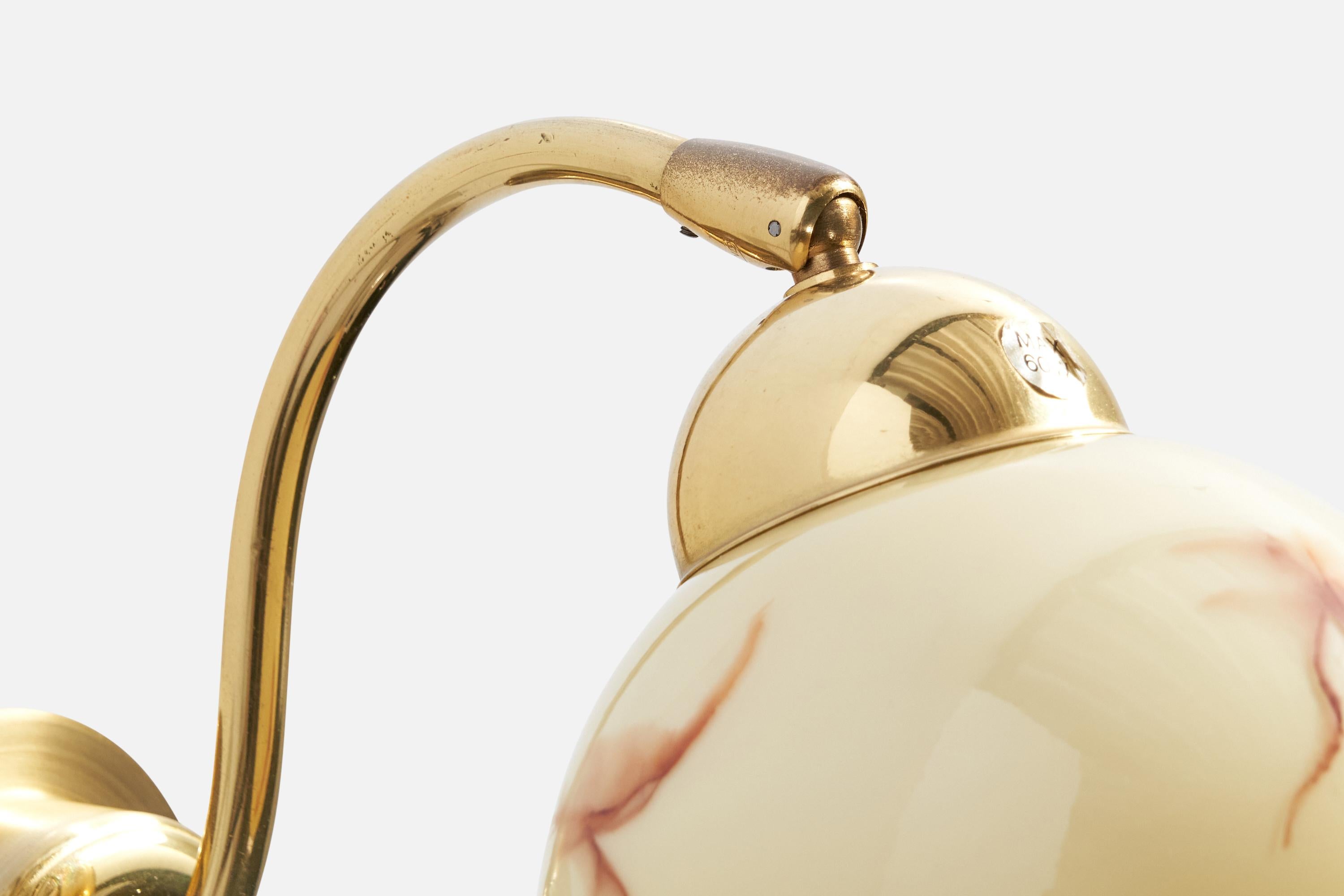 EWÅ Värnamo, Wall Lights, Brass, Glass, Sweden, 1970s For Sale 3