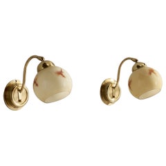 Ewå Värnamo, Wall Lights, laiton, verre, Suède, années 1970