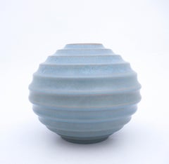 Ewald Dahlskog, Globose-Vase im Art déco-Stil, Bo Fajans, Schweden, 1930er Jahre