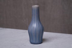 Ewald Dahlskog Blue Striped Ceramic Vase, Bobergs Fajansfabrik AB, Sweden, 1930s