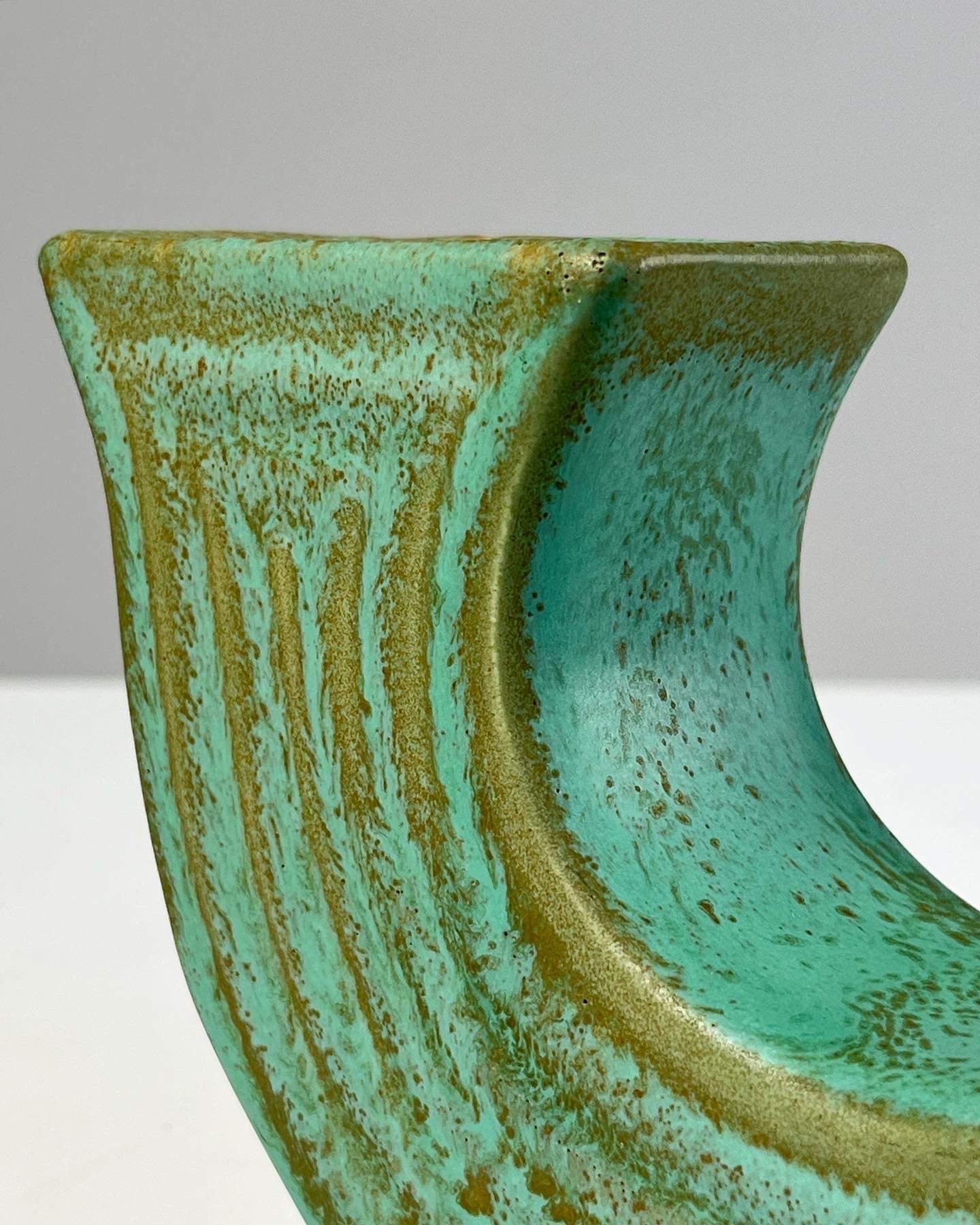 Ewald Dahlskog Double Sided Stoneware Vase Bo Fajans Sweden Smaragd 1938 For Sale 1
