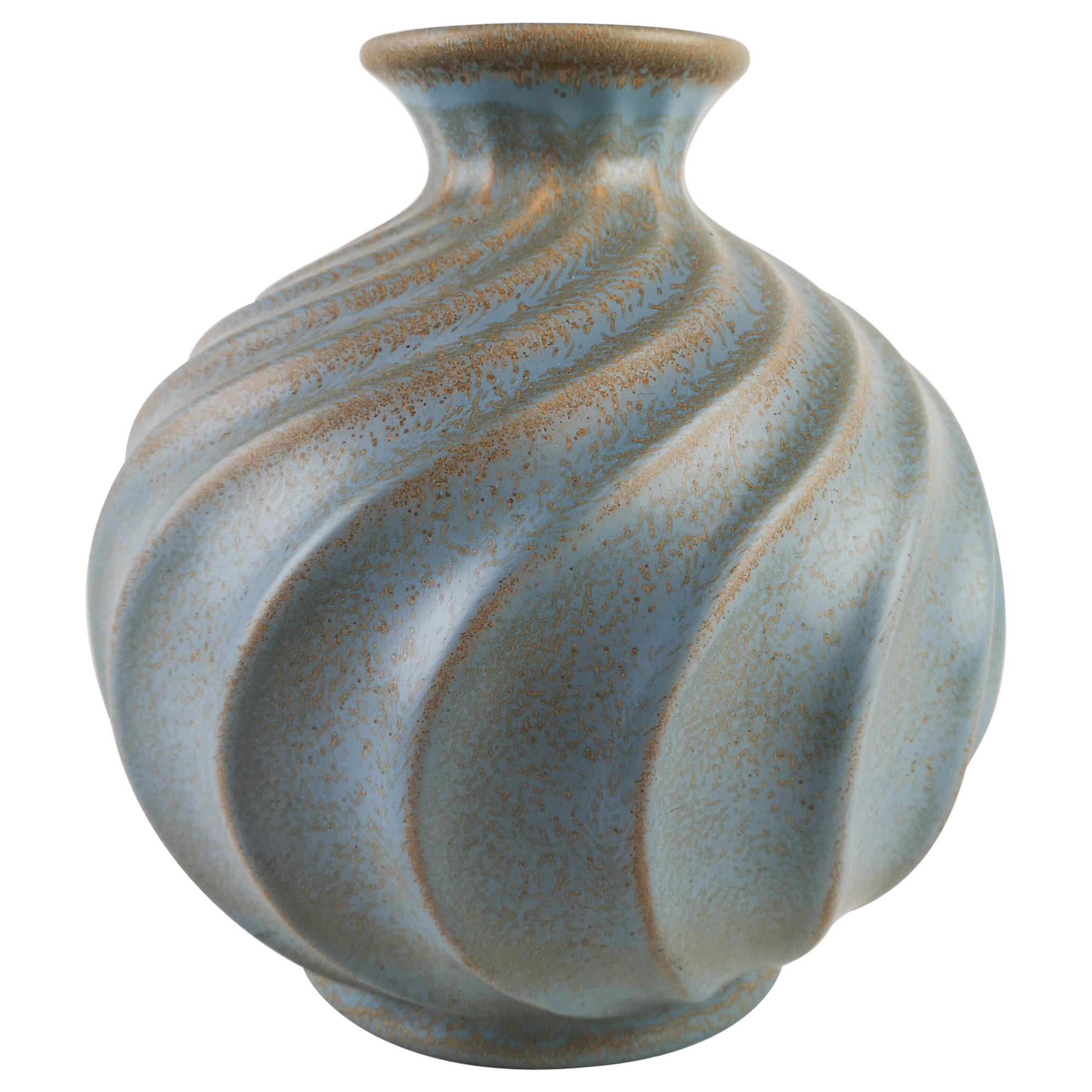 Ewald Dahlskog for Bo Fajans, Large Swedish Ceramic Vase Turkos