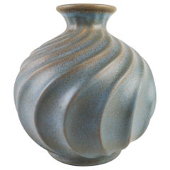 Ewald Dahlskog for Bo Fajans, Large Swedish Ceramic Vase Turkos