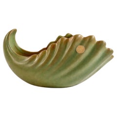 Ewald Dahlskog for Bo Fajans, Signed Sculptural Ceramic Shell Bowl, Sweden 1932