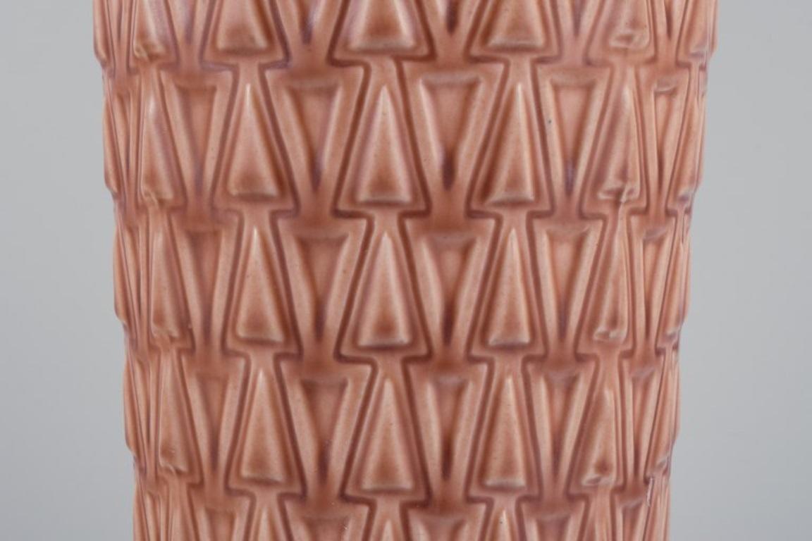 Glazed Ewald Dahlskog for Bo Fajans, Sweden. Ceramic vase with geometric pattern.  For Sale