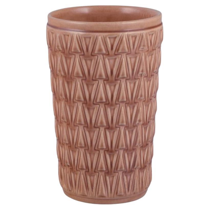 Ewald Dahlskog for Bo Fajans, Sweden. Ceramic vase with geometric pattern.  For Sale