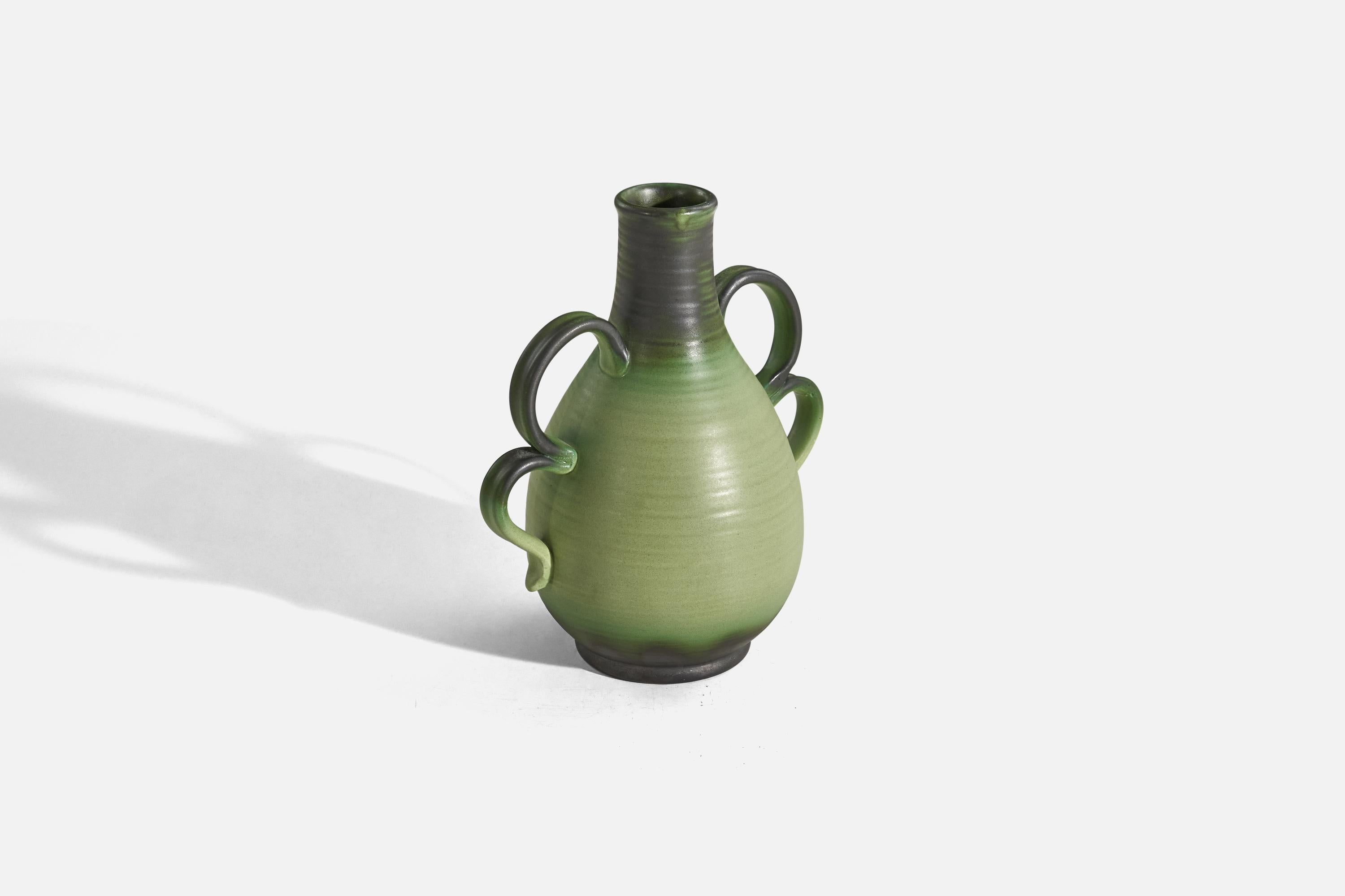 Scandinave moderne Vase « Fit » d'Ewald Dahlskog, faïence émaillée, Bo Fajans, Suède, années 1930 en vente