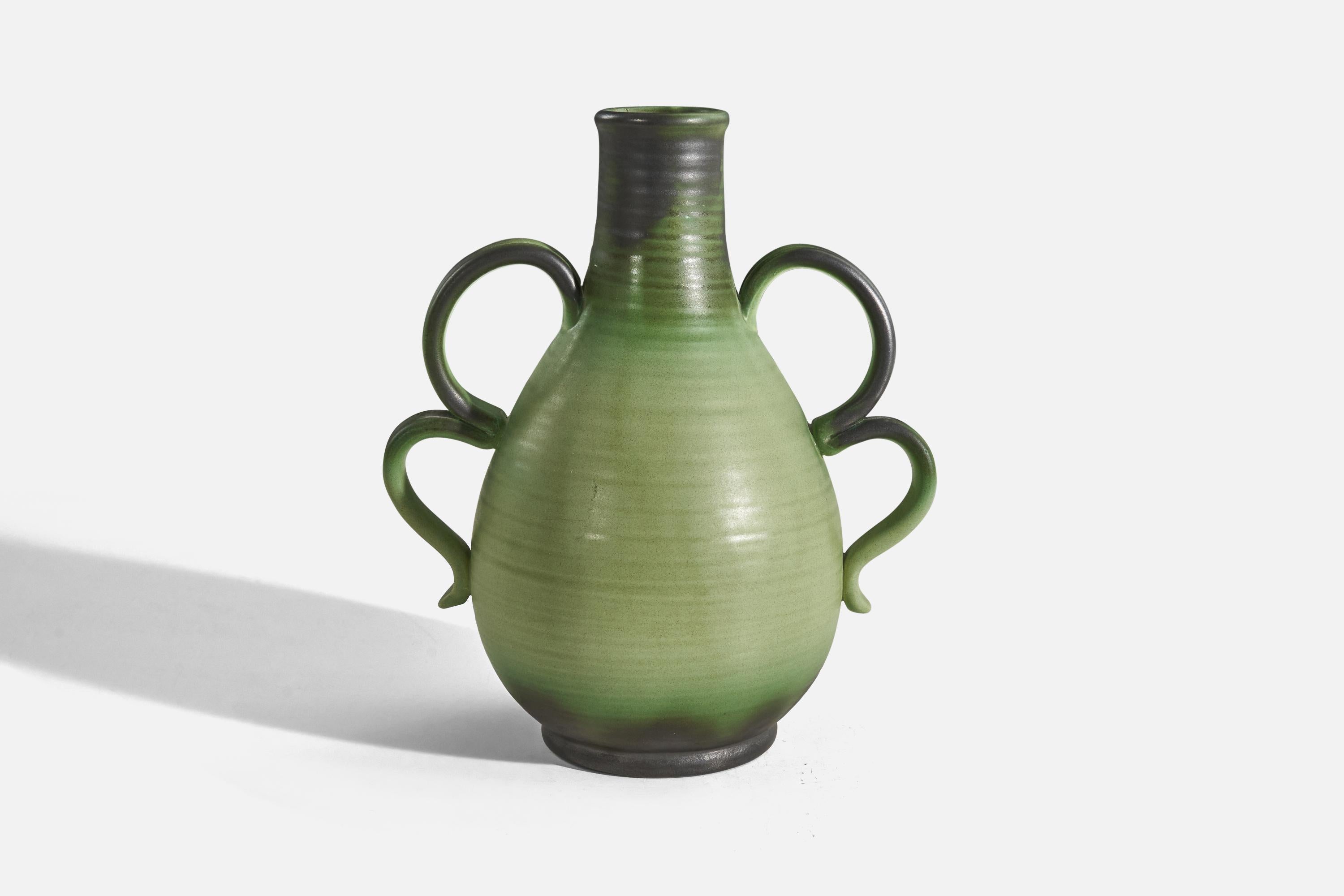 Suédois Vase « Fit » d'Ewald Dahlskog, faïence émaillée, Bo Fajans, Suède, années 1930 en vente