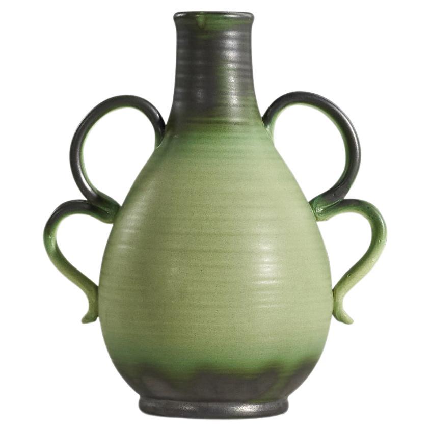 Ewald Dahlskog, "Grafit" Vase, Glazed Earthenware, Bo Fajans, Sweden, 1930s