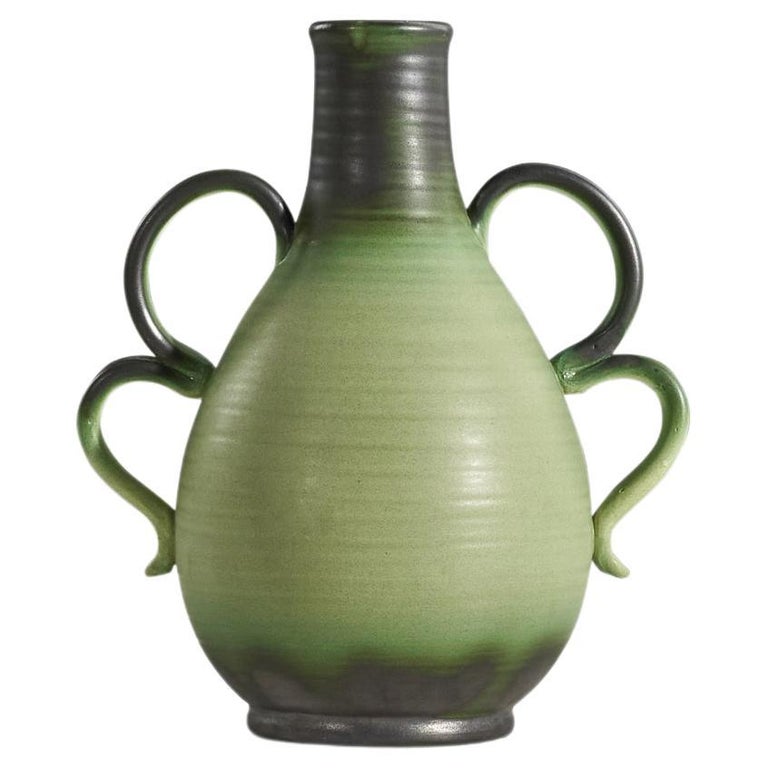 Ewald Dahlskog, "Grafit" Vase, Glazed Earthenware, Bo Fajans, Sweden, 1930s For Sale