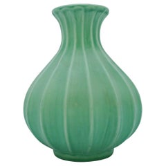 Ewald Dahlskog, Green Vase, Bo Fajans, Sweden, 1930s