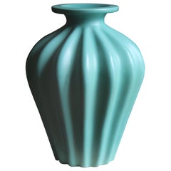 Ewald Dahlskog, Large Vase, Green-Glazed Stoneware, Bo Fajans, Sweden, 1930s