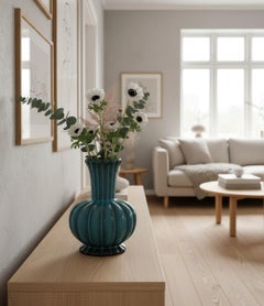 Ewald Dahlskog – Lovely shaped Dark Green vase - Bo Fajans Sweden 1930s