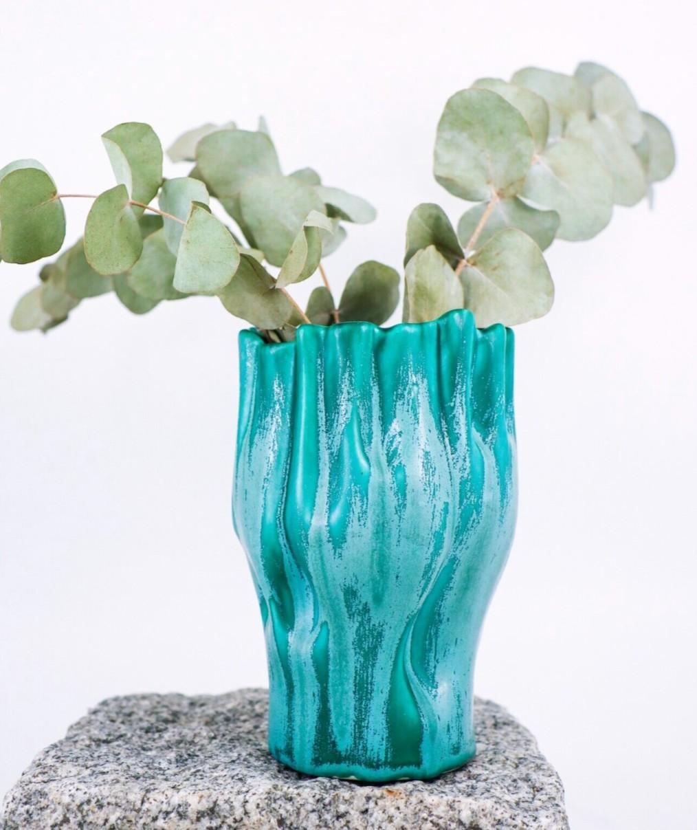 XX secolo Ewald Dahlskog - Vaso turchese di forma incantevole - Bo Fajans Svezia anni '30 in vendita