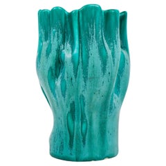 Ewald Dahlskog – Lovely shaped Turquoise vase - Bo Fajans Sweden 1930s