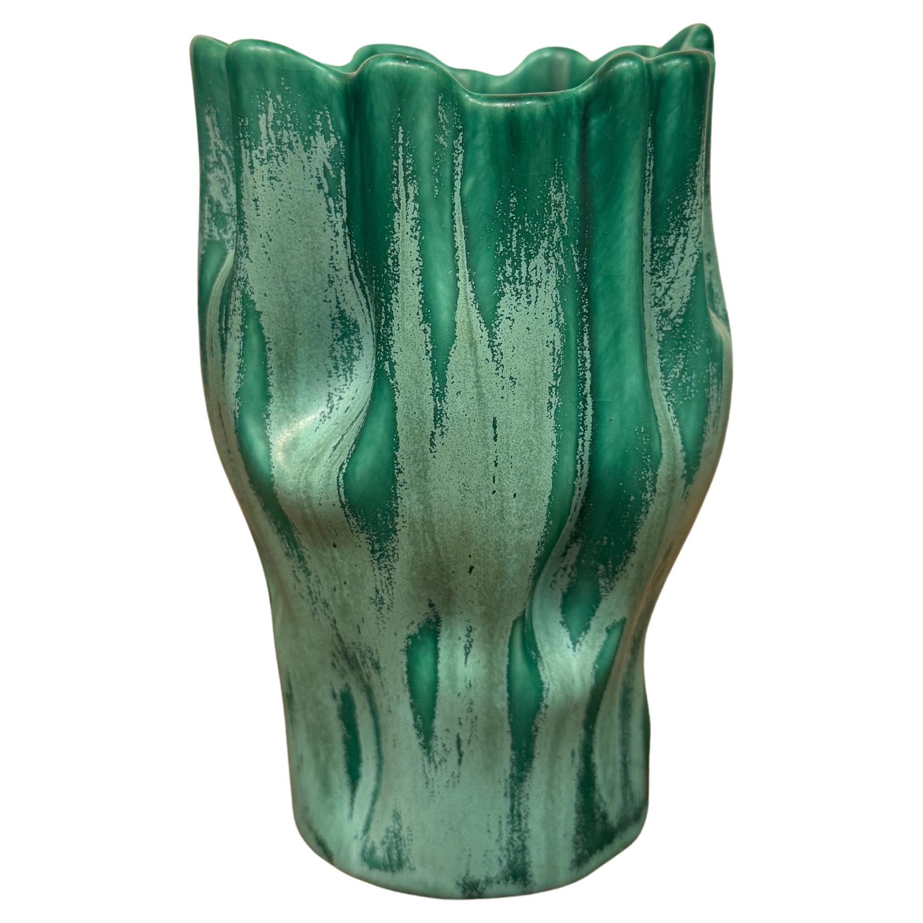 Ewald Dahlskog – Lovely shaped Turquoise vase - Bo Fajans Sweden 1930s
