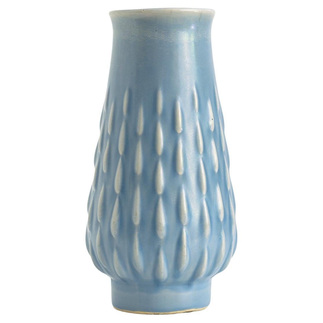 Vase moderne scandinave bleu pâle d'Ewald Dahlskog pour Bo Fajans, 1930/40