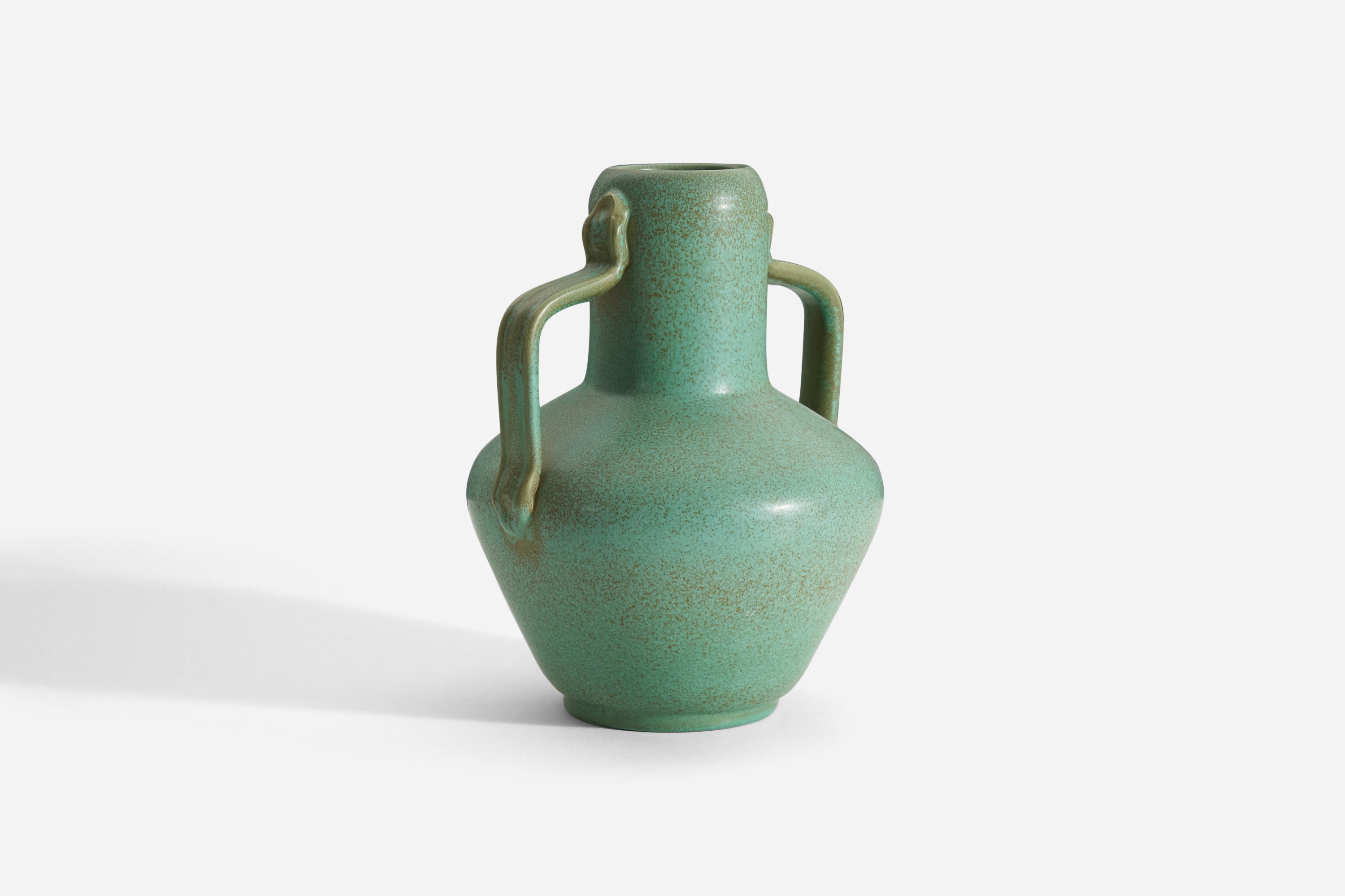 Ewald Dahlskog, große Vase, grün glasiertes Steingut, Bo Fajans, Schweden, 1930er Jahre