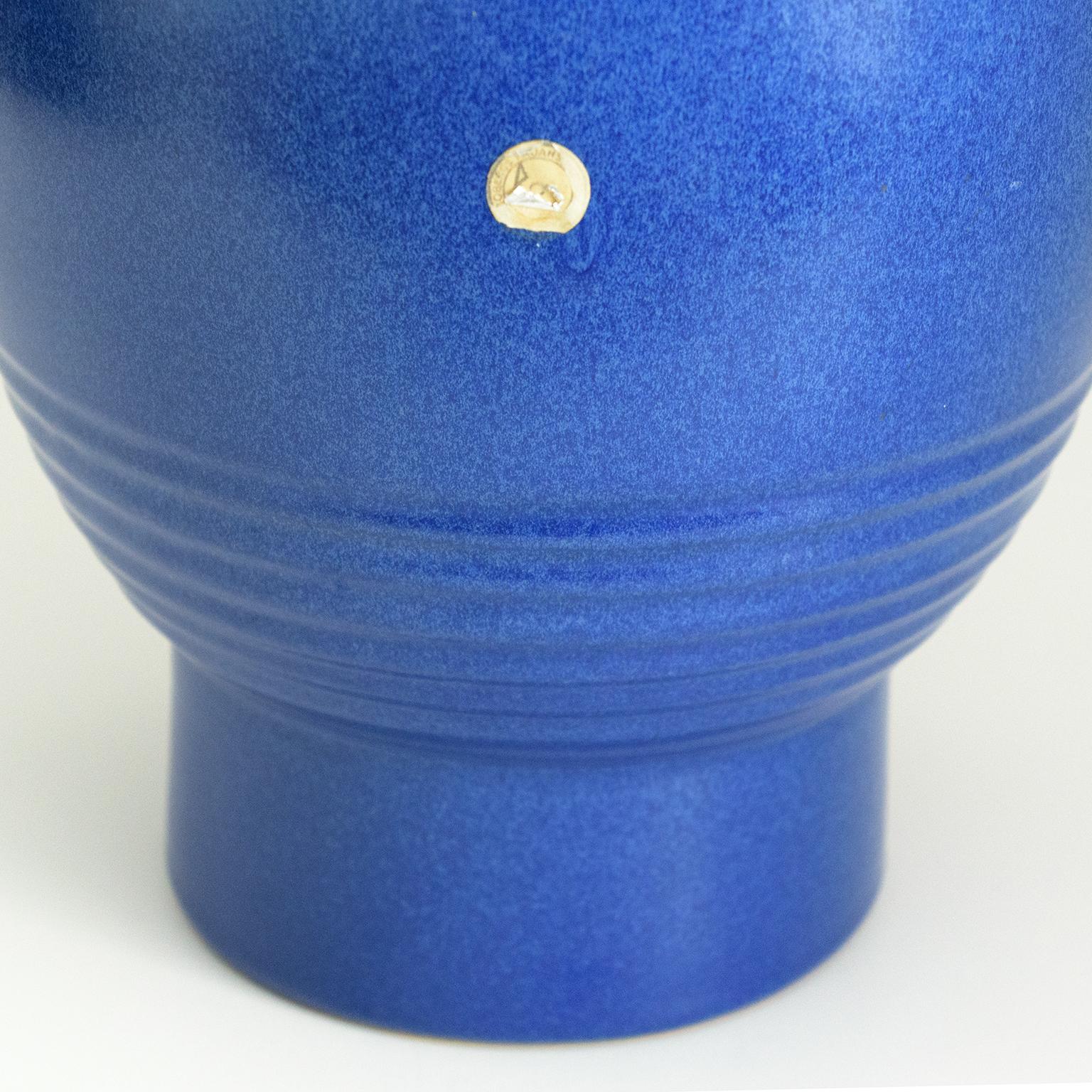 20th Century Ewald Dahlskog Tall Blue Scandinavian Modern Vase for Bo Fajans For Sale