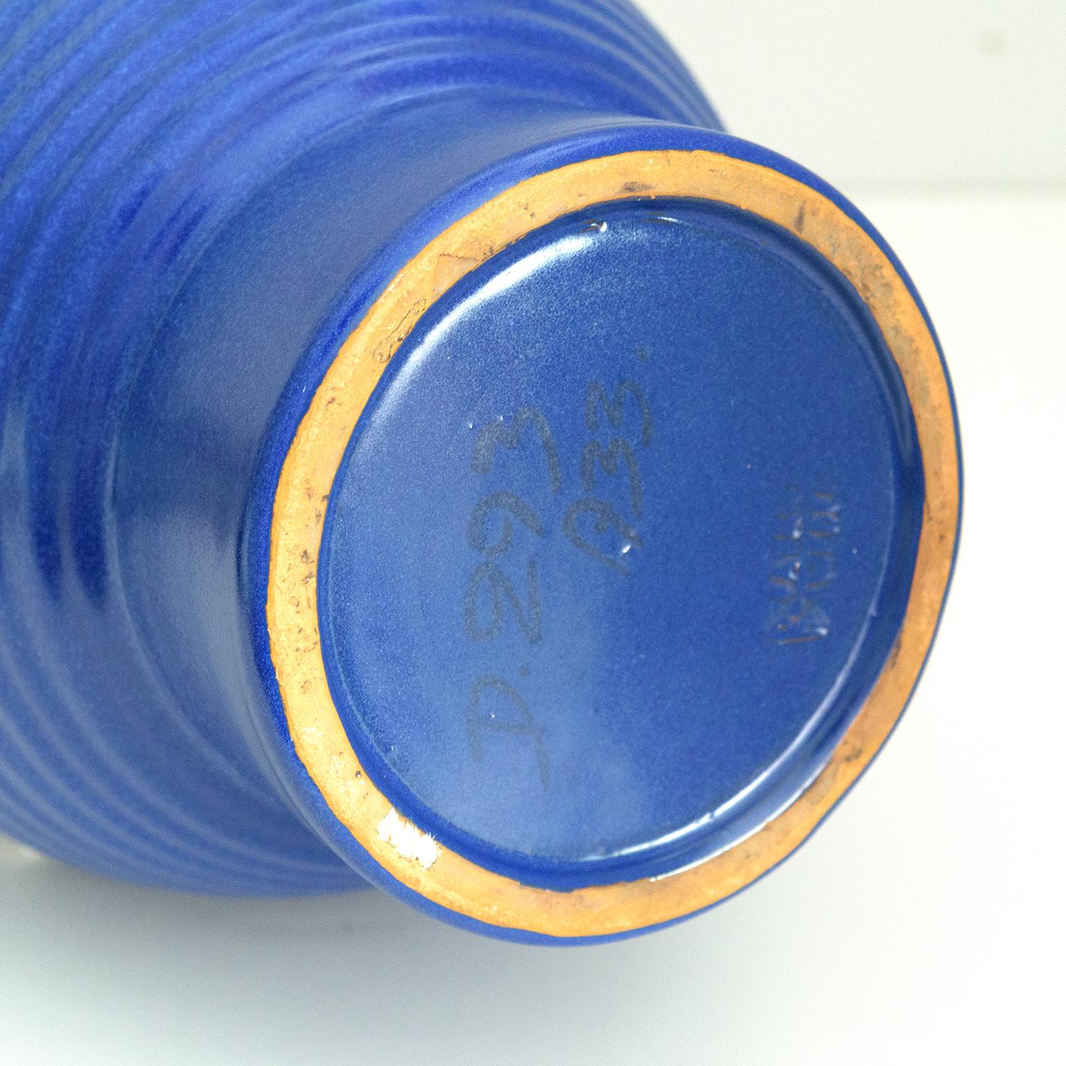 Ceramic Ewald Dahlskog Tall Blue Scandinavian Modern Vase for Bo Fajans For Sale