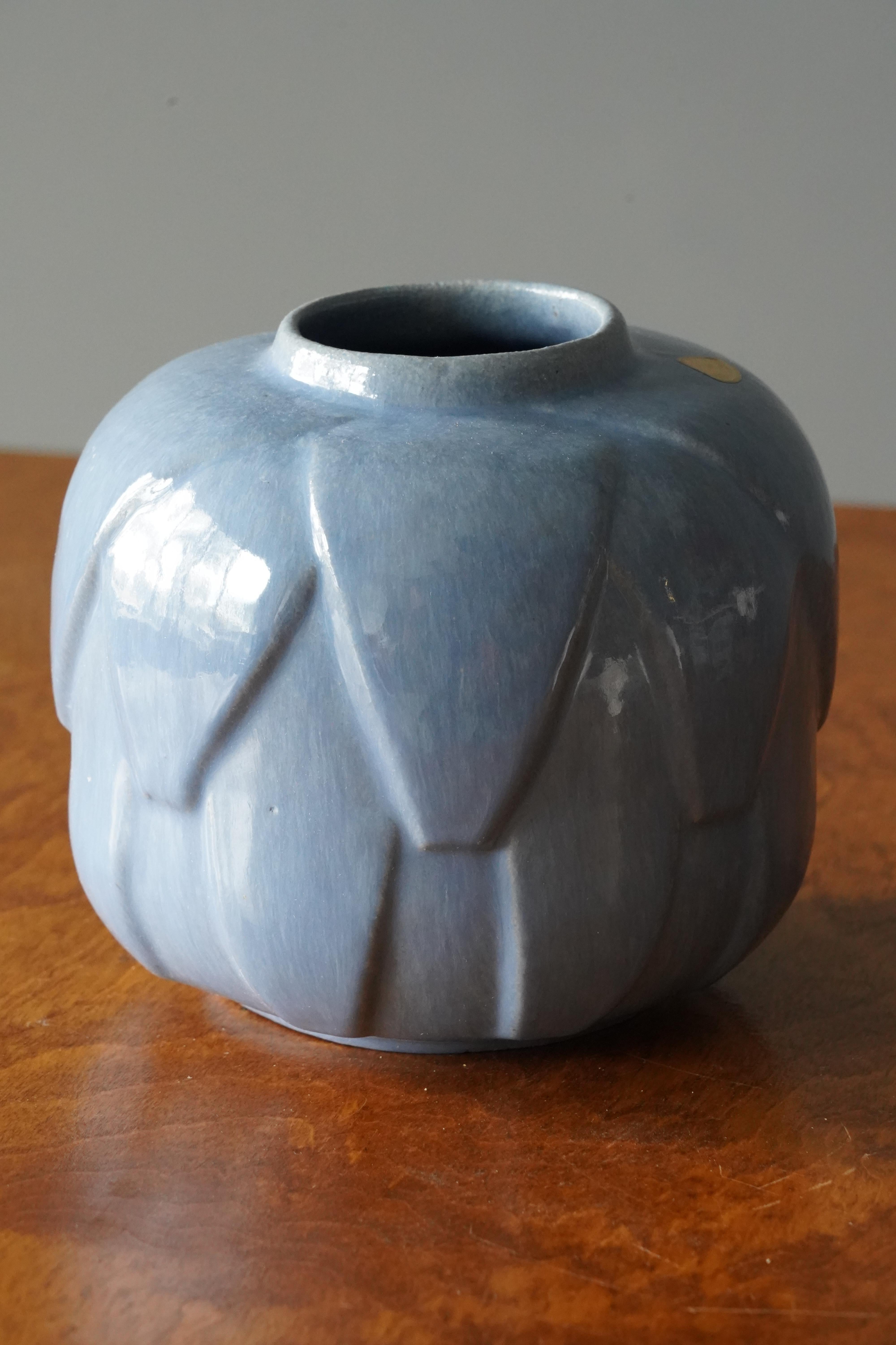 A vase. Designed by Ewald Dahlskog, produced by Bo Fajans, Sweden, 1930s. Marked.