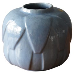 Ewald Dahlskog, Vase, Blue Glazed Earthenware, Bo Fajans, Sweden, 1930s