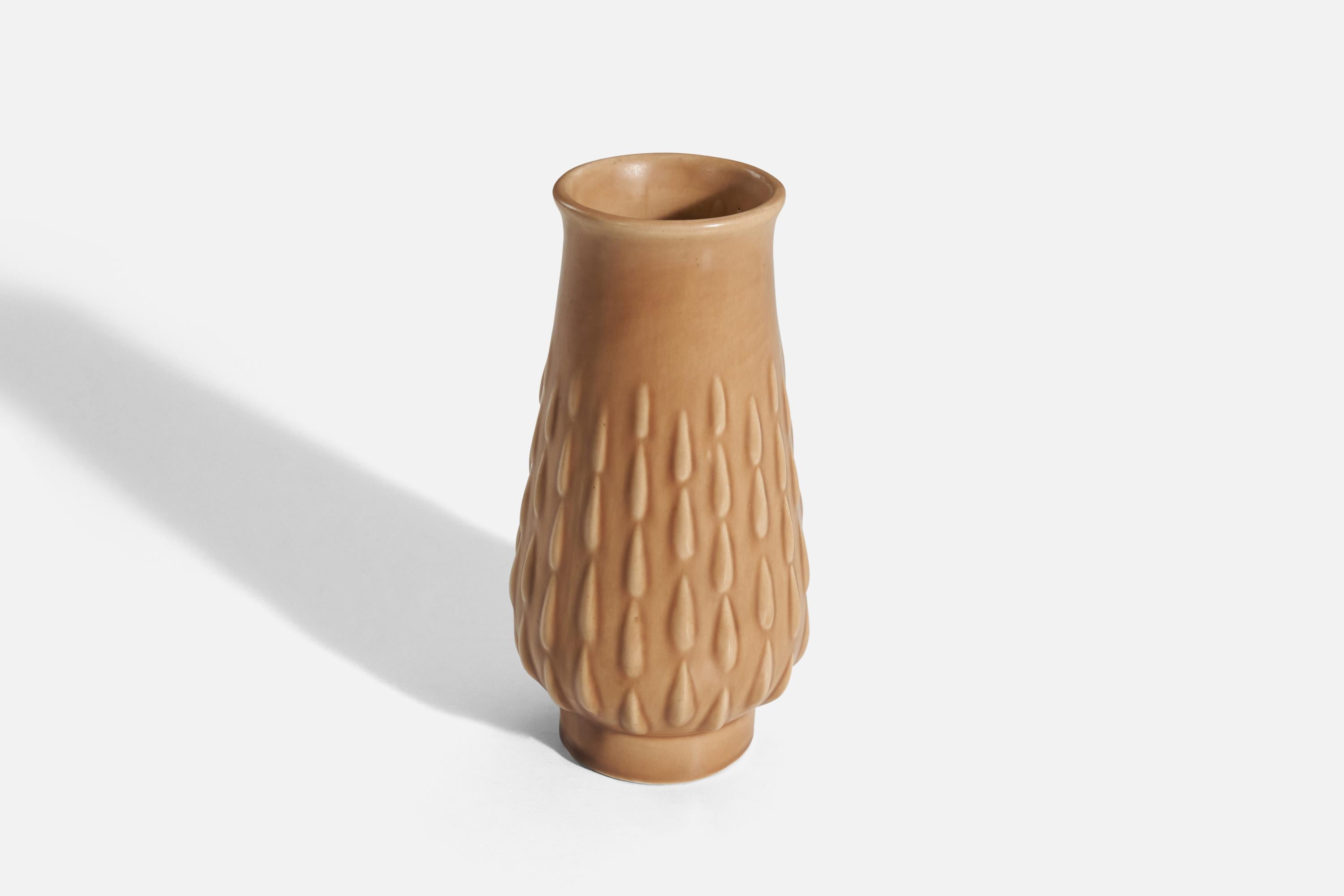 Scandinave moderne Vase en faïence émaillée marron de Bo Fajans pour Ewald Dahlskog, Suède, années 1930 en vente