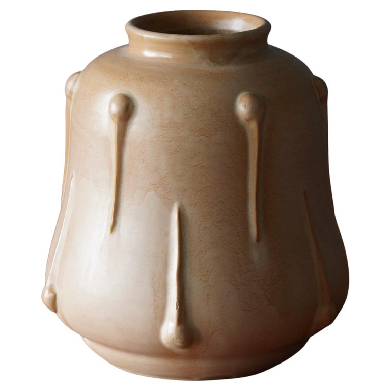 Ewald Dahlskog, Vase, Brown Glazed Earthenware, Bo Fajans, Sweden, 1930s For Sale