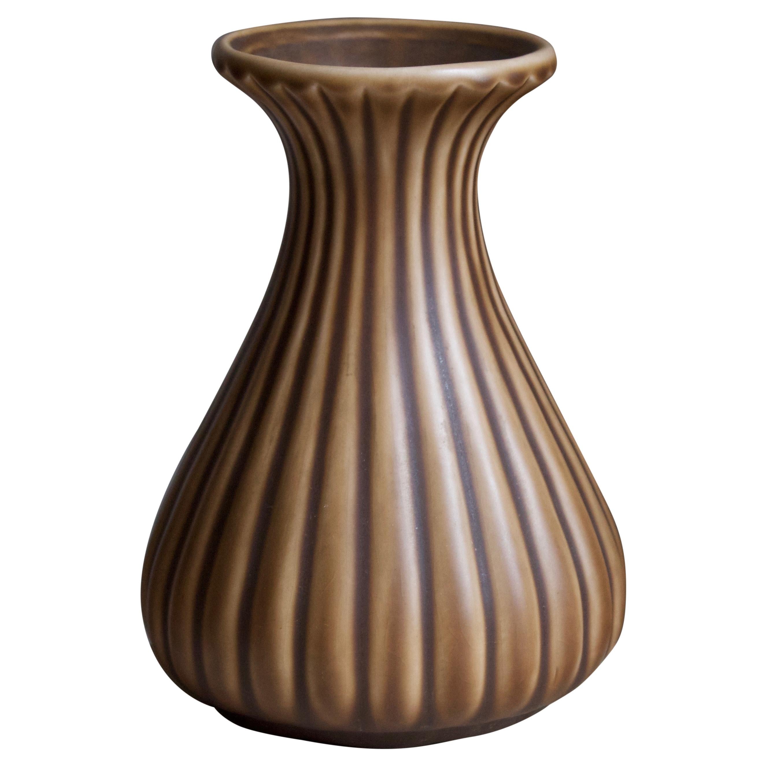 Swedish Art Deco Ceramic Vases in Yellow Crackle Glaze by Artist Ewald Dahlskog For Sale at