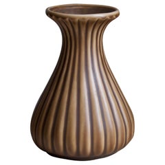 Ewald Dahlskog, Vase, Glazed Incised Ceramic, Bo Fajans, Sweden, 1940s