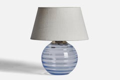 Ewald Hald, Table Lamp, Glass, Chrome Metal, Sweden, 1930s