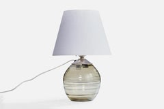 Ewald Hald, Table Lamp, Glass, Chrome Metal, Sweden, 1930s