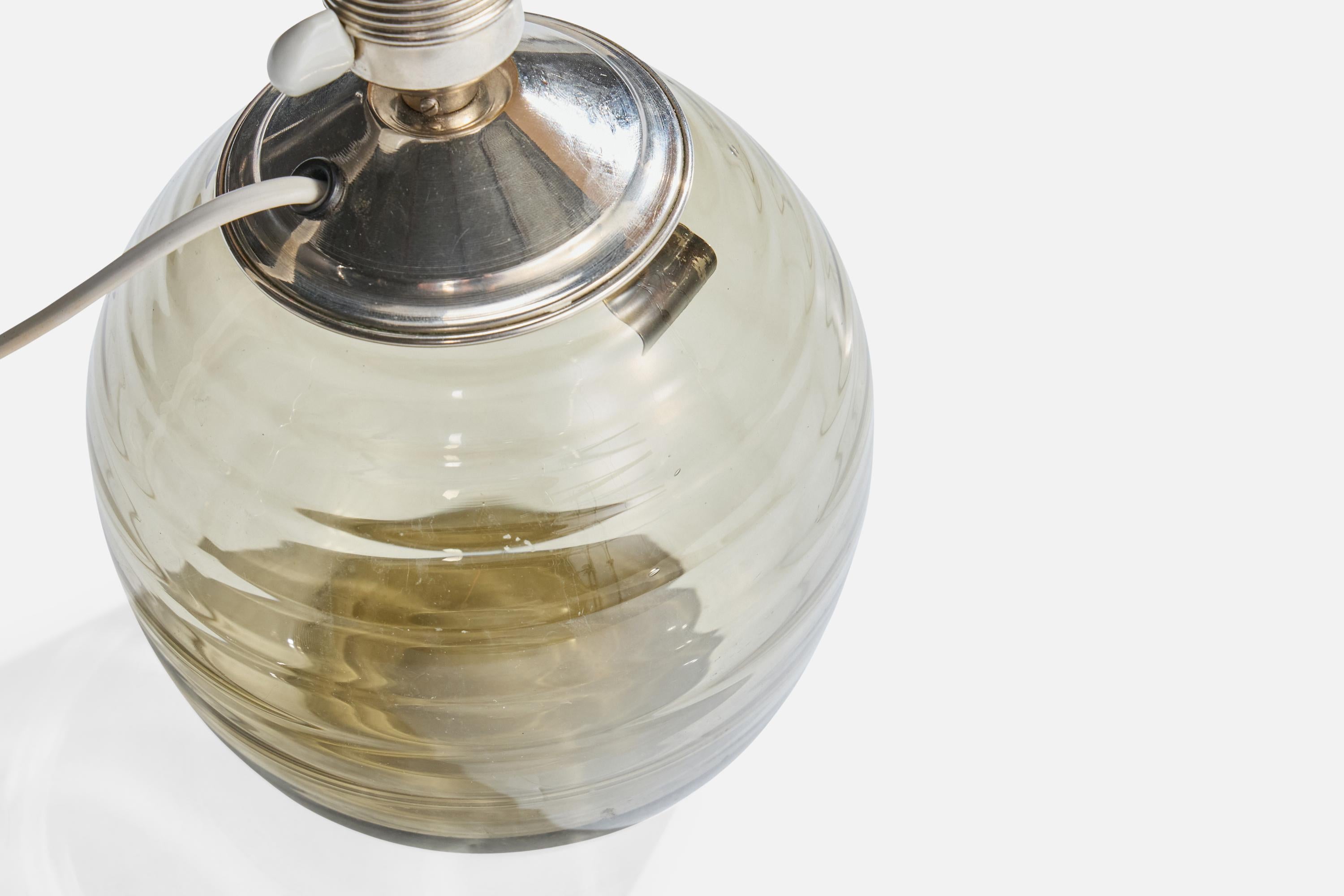 Suédois Lampe de bureau Ewald Hald, verre, métal chromé, Suède, années 1930 en vente