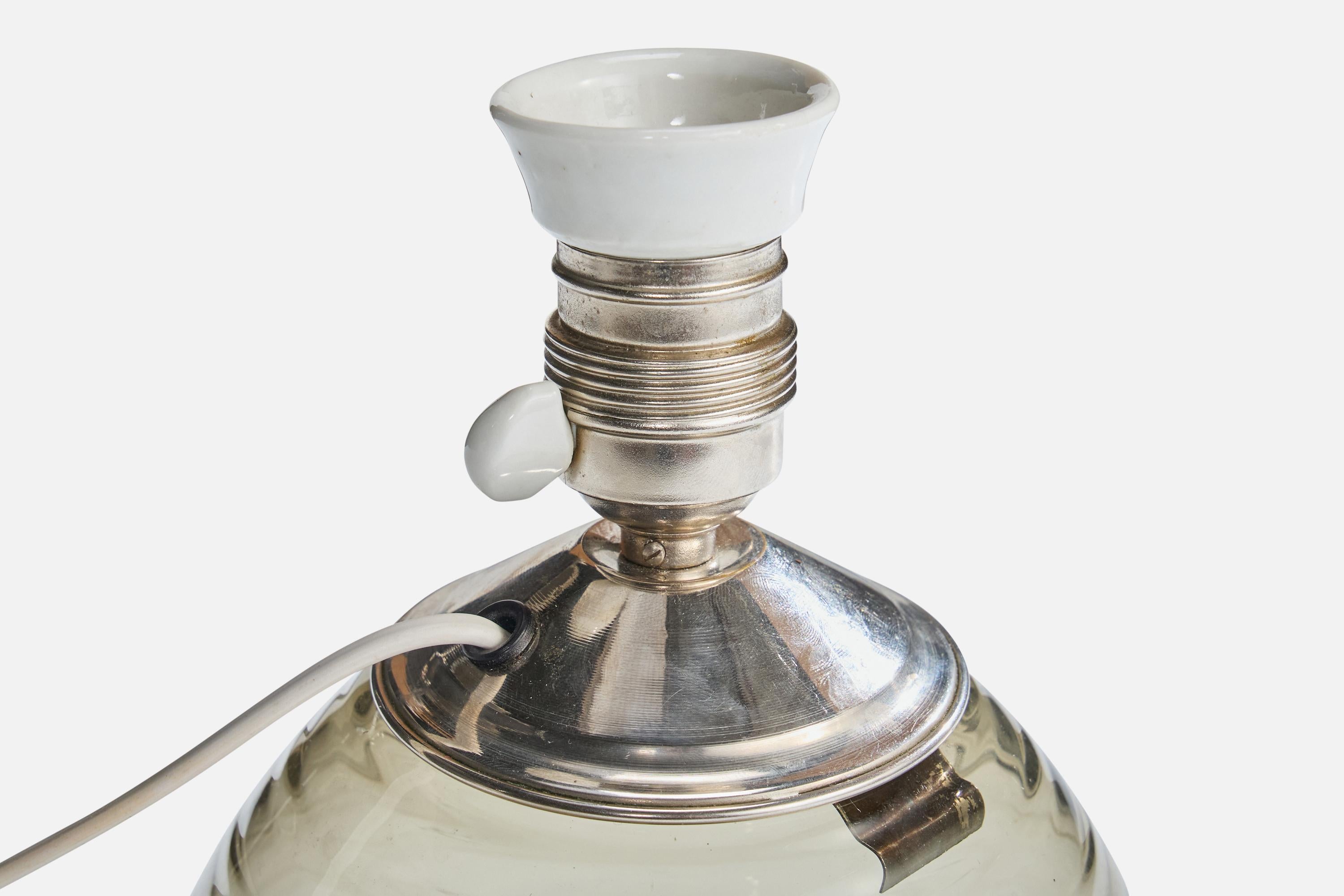 Lampe de bureau Ewald Hald, verre, métal chromé, Suède, années 1930 Bon état - En vente à High Point, NC
