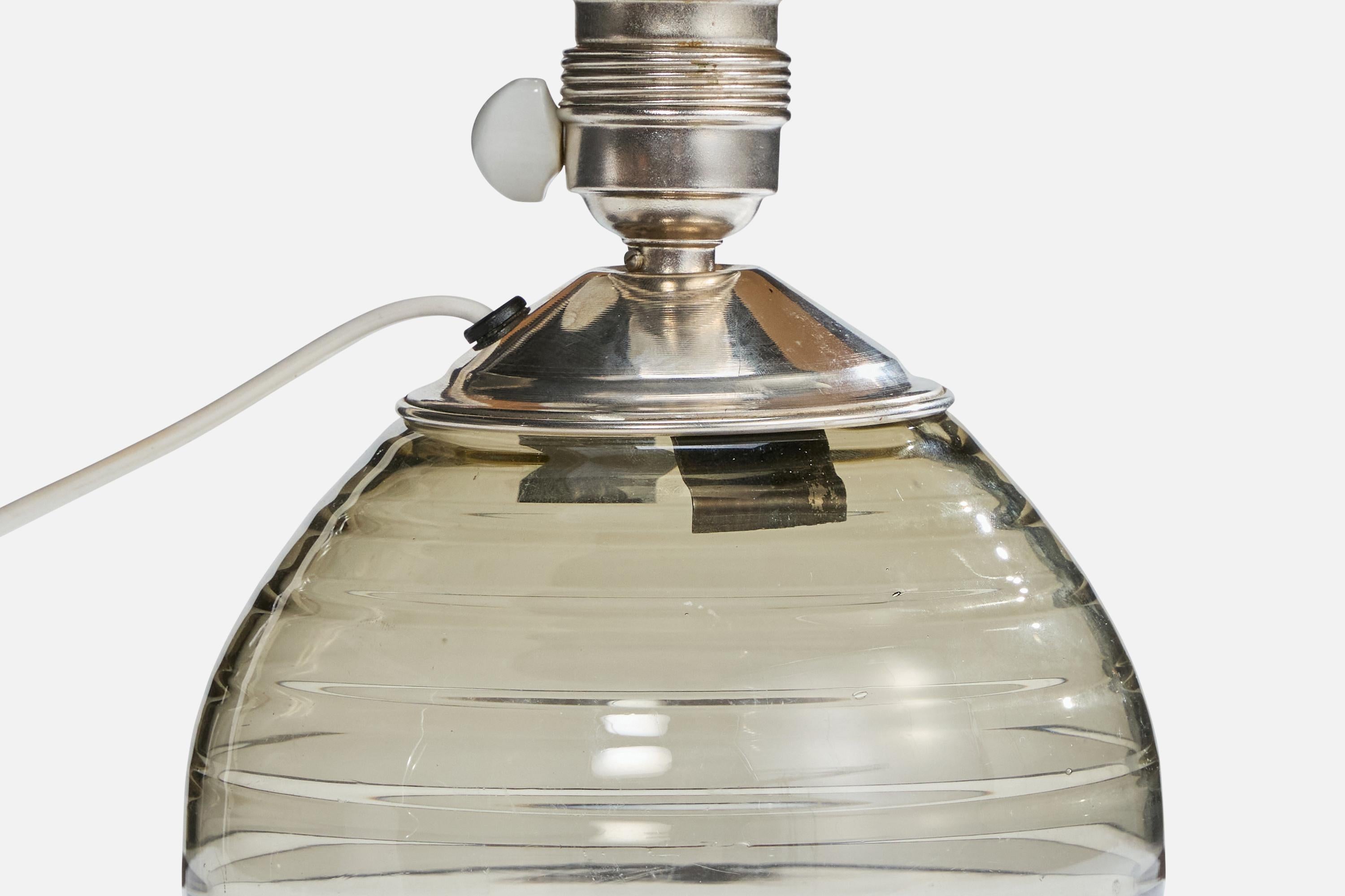 Milieu du XXe siècle Lampe de bureau Ewald Hald, verre, métal chromé, Suède, années 1930 en vente