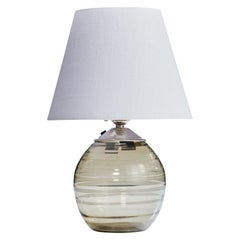 Ewald Hald, Table Lamp, Glass, Chrome Metal, Sweden, 1930s