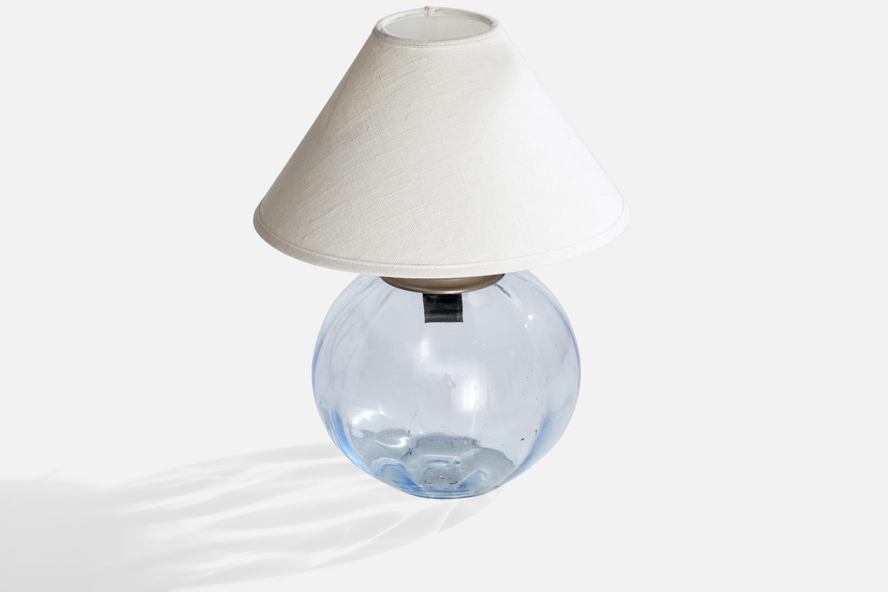Suédois Ewald Hald, lampe de bureau, verre, métal, Suède, années 1930 en vente