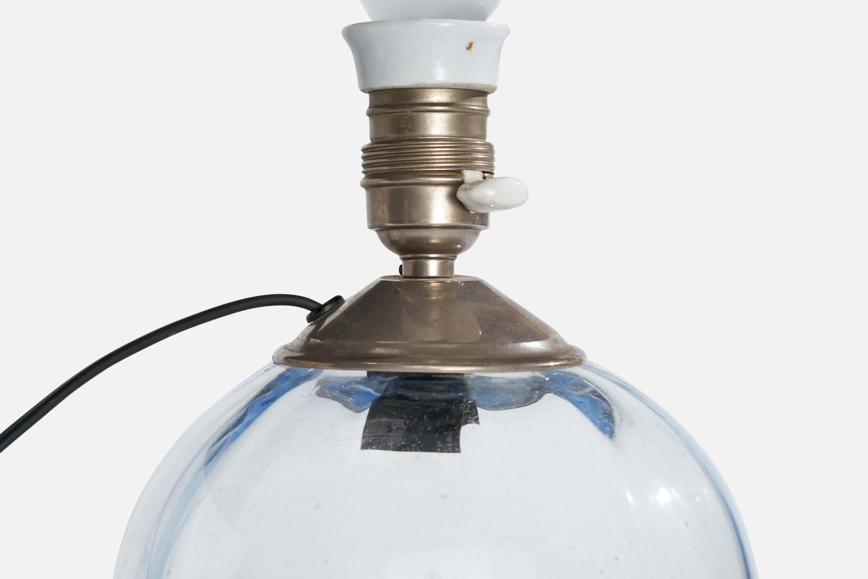 Milieu du XXe siècle Ewald Hald, lampe de bureau, verre, métal, Suède, années 1930 en vente