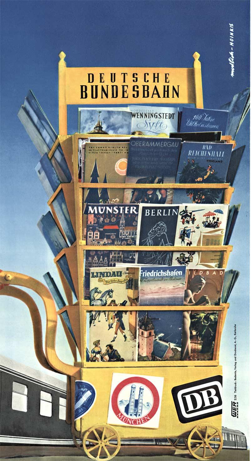 Original Allemagne  Affiche vintage « Anytime is Travel Time in Germany » de 1956 - Print de Ewald Hoinkis