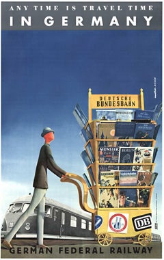 Original Germany  Anytime is Travel Time in Germany vintage 1956 poster