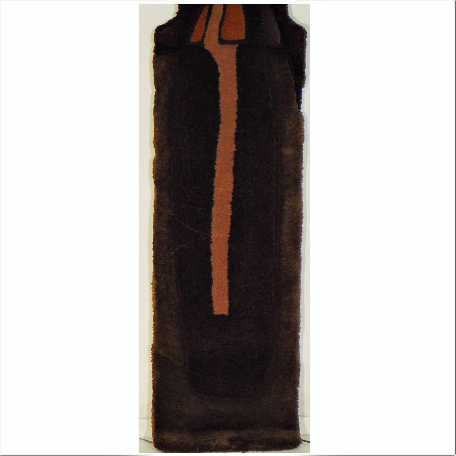 Hand-Woven Ewald Kroener Tapestry Wool Handwoven Brown Orange 