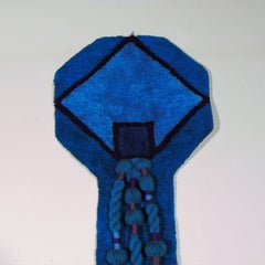Ewald Kroener Wall Tapestry Blue Wool, Handwoven, 1970s, Germany