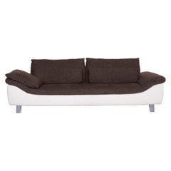 Ewald Schillig Ameto Fabric Sofa Brown White Leather Three-Seat