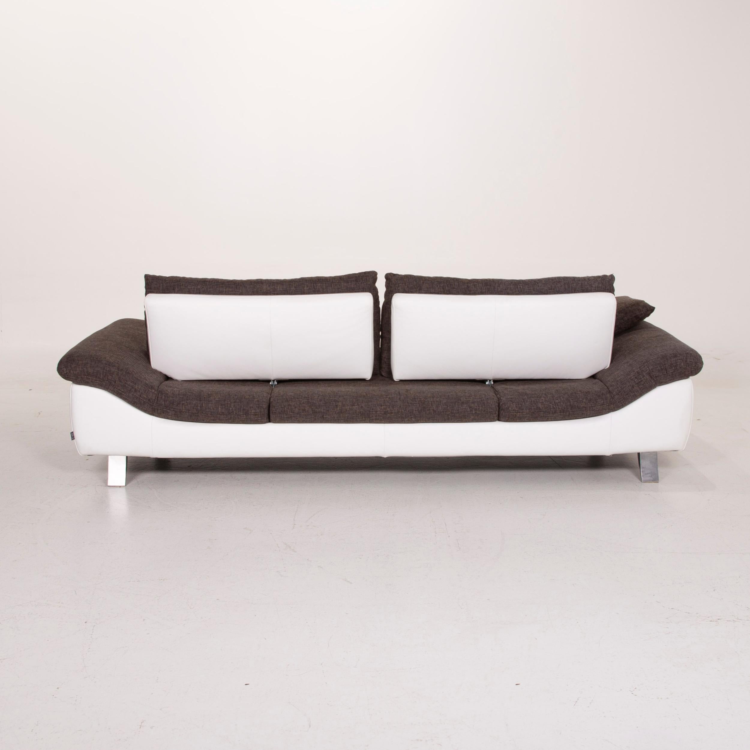 Ewald Schillig Ameto Fabric Sofa Brown White Leather Three-Seat 6