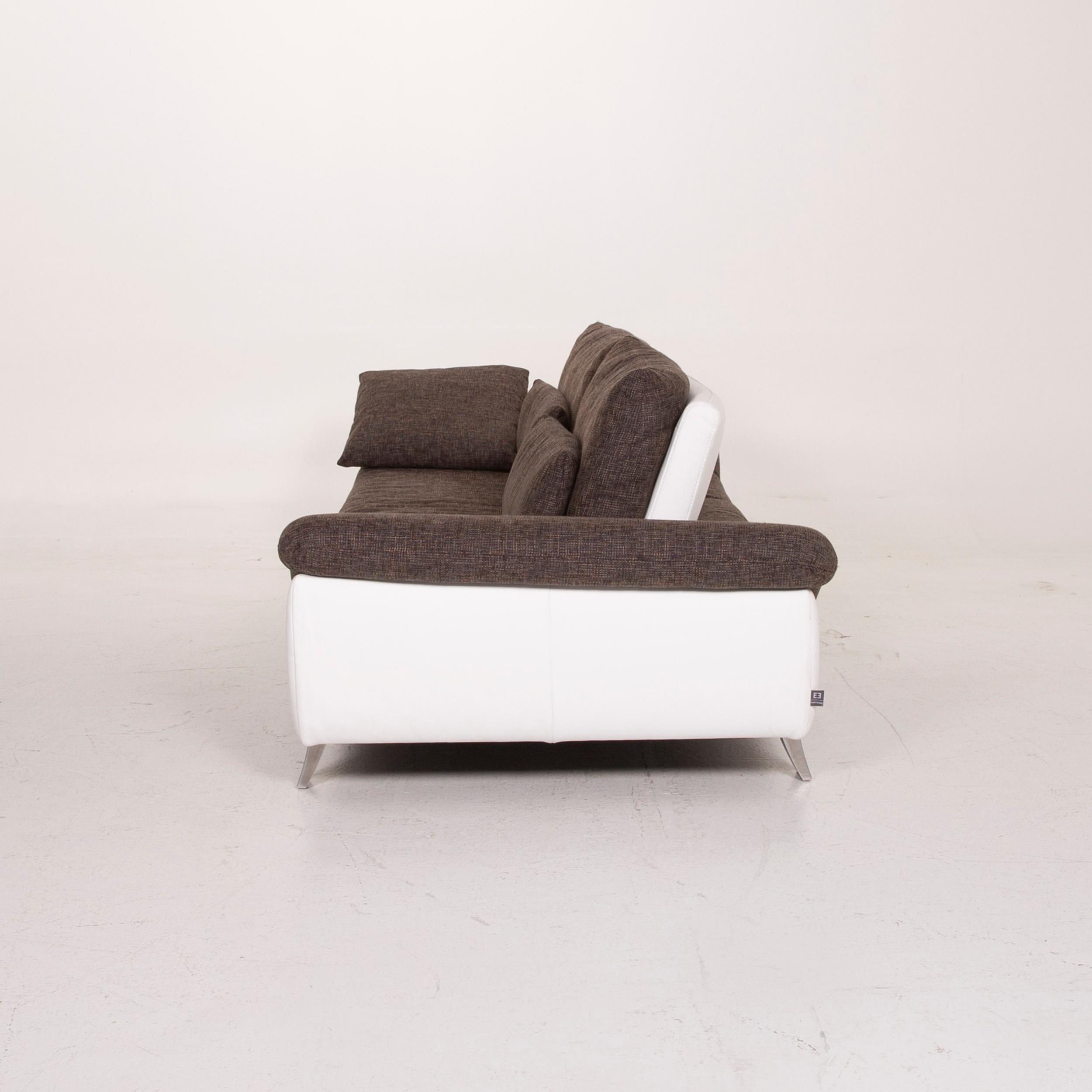 Ewald Schillig Ameto Fabric Sofa Brown White Leather Three-Seat 7