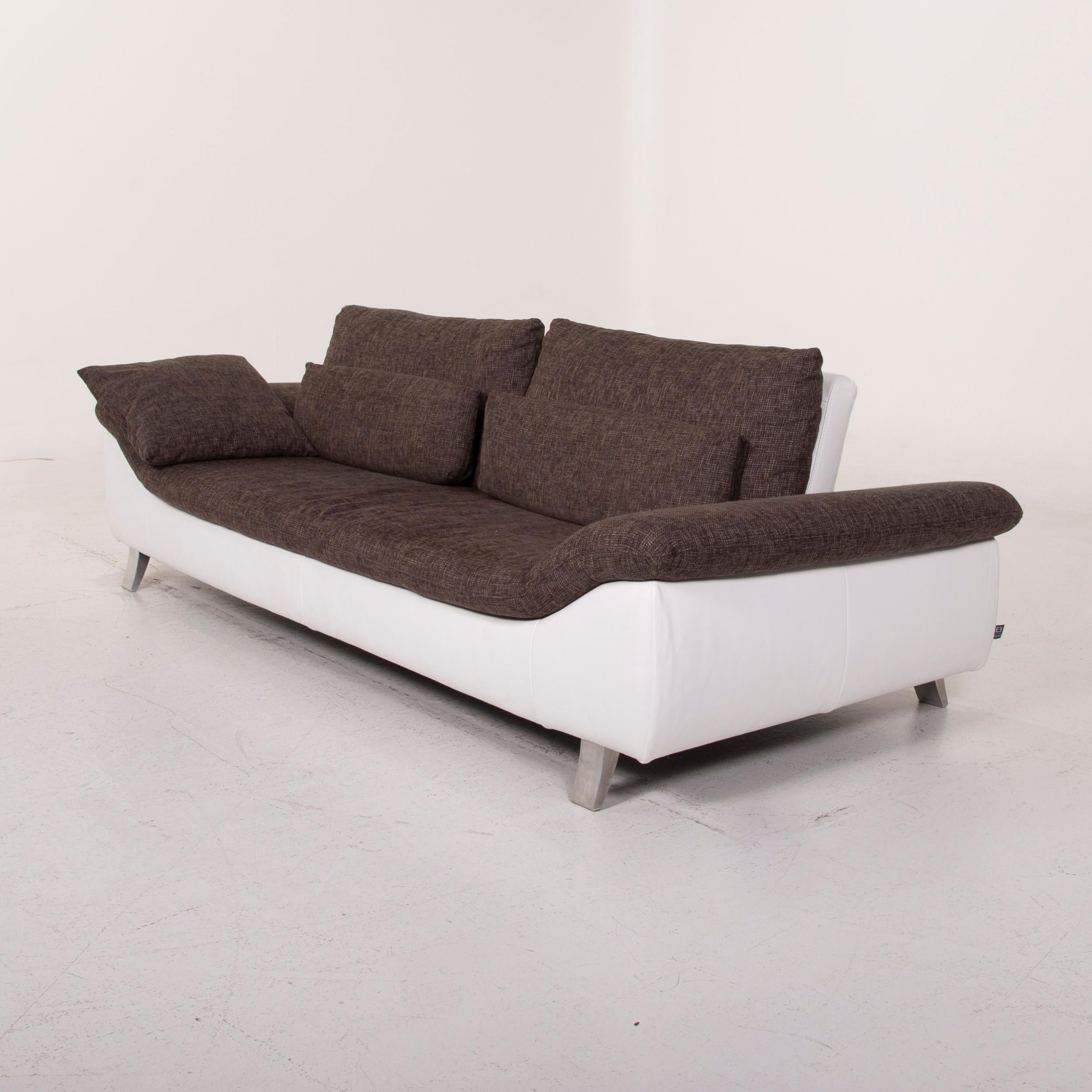 Ewald Schillig Ameto Fabric Sofa Brown White Leather Three-Seat 2