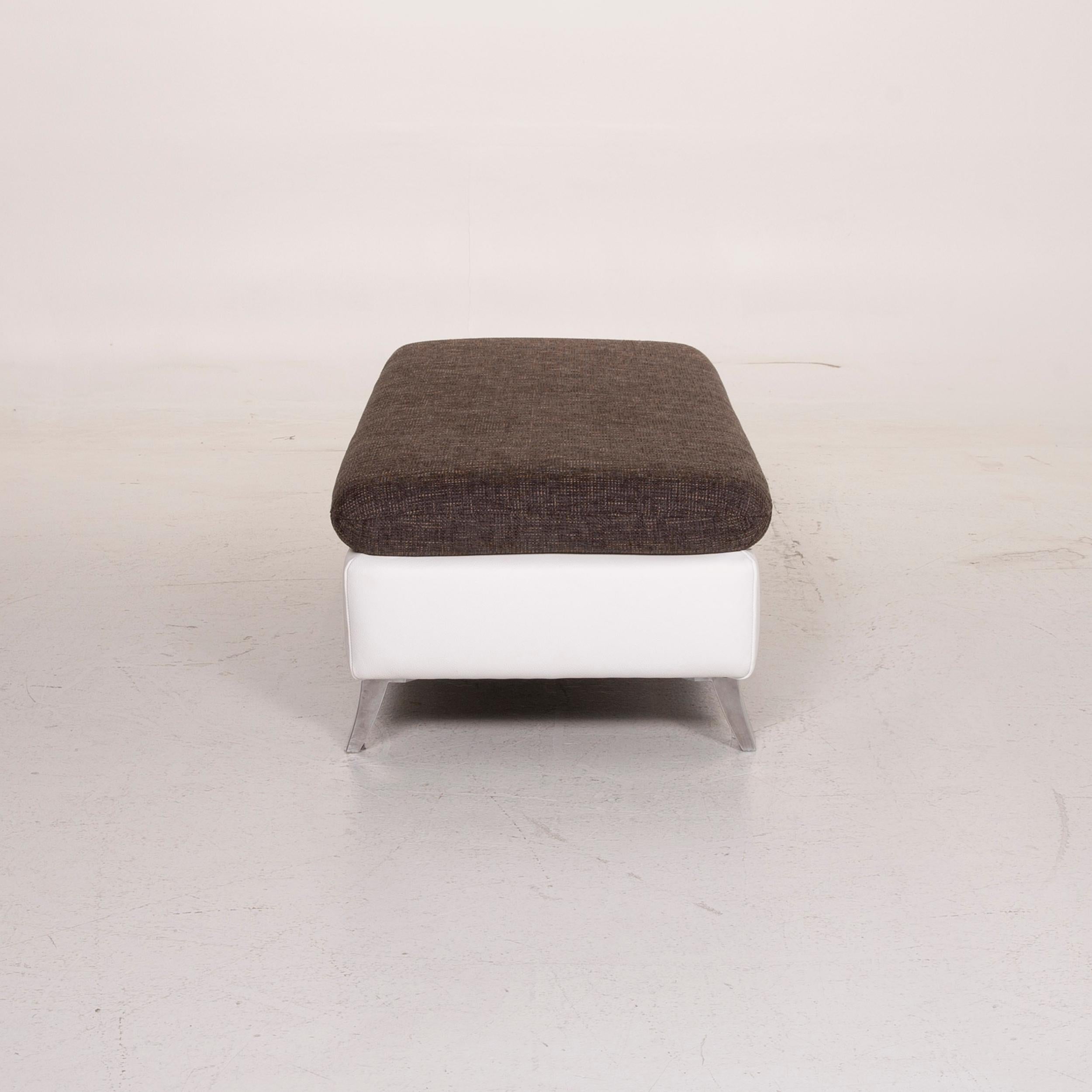 Ewald Schillig Ameto Fabric Sofa Set Brown White Leather Three-Seat Stool For Sale 4